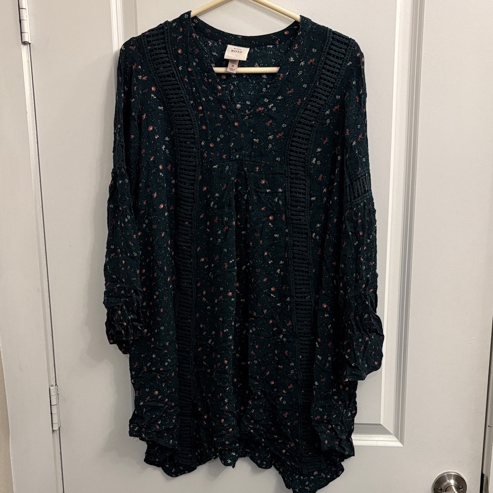 Knox Rose Dark Green Floral Tunic